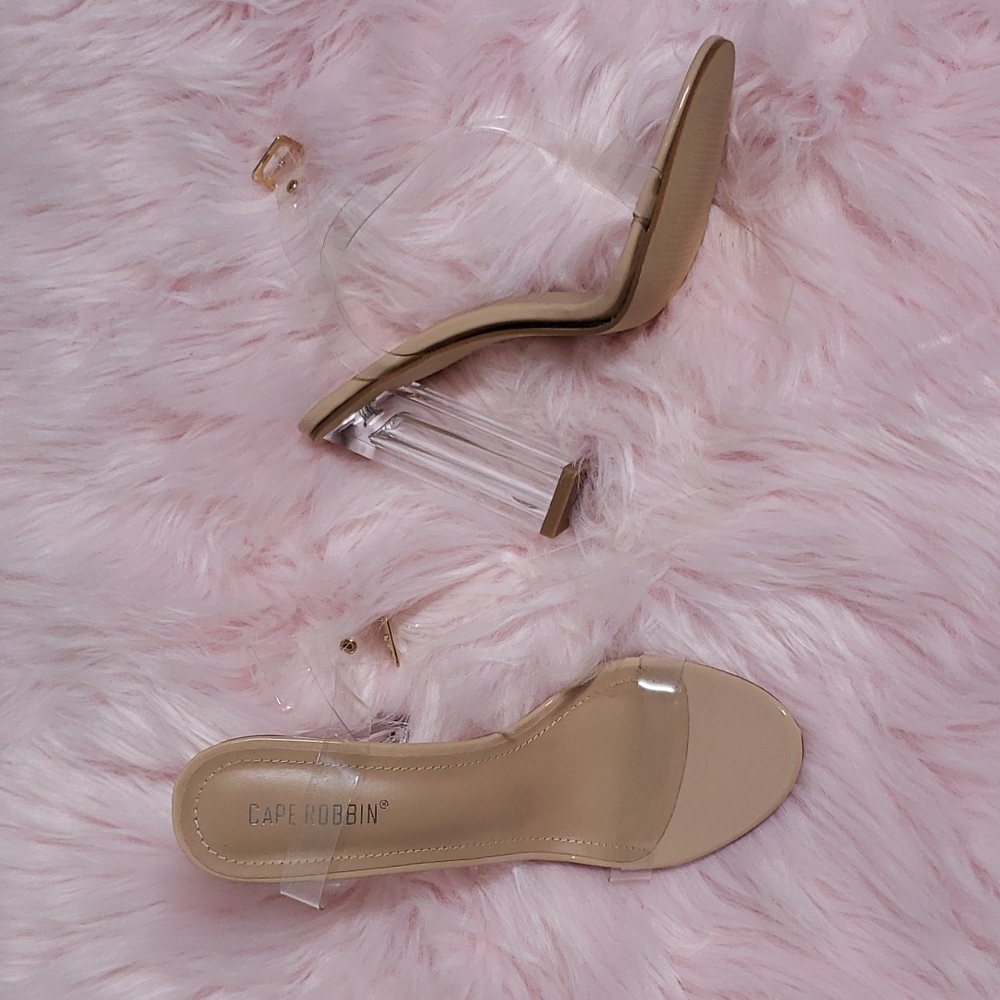 Cape Robbin Clear Square Heel Nude Sandal Cinderella Fairy Size 8 - Picture 4 of 8